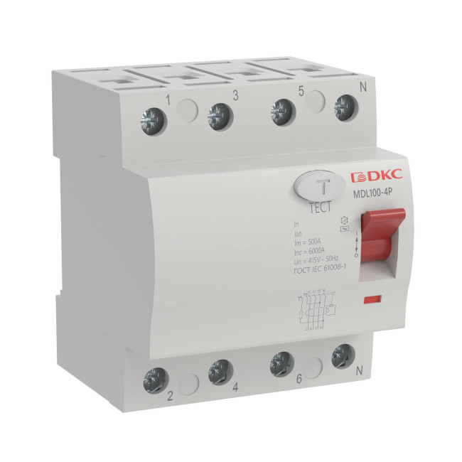 Устройство защитного отключения УЗО ВДТ YON MAX MDL100, 4P, 30mA, 40A, тип АС DKC MDL100-4P2-40-AC
