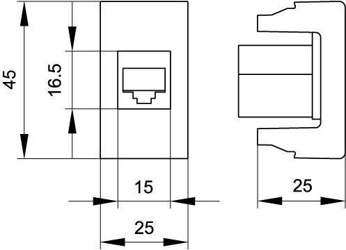 Розетка RJ-12,Viva,1 мод.,черн DKC 45218
