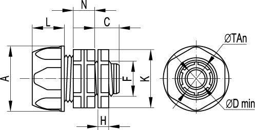 Переходник армированная труба-коробка, IP65, 1и1/2, д.40мм DKC 55140 Переходник армированная труба-коробка, IP65, 1и1/2, д.40мм DKC 55140