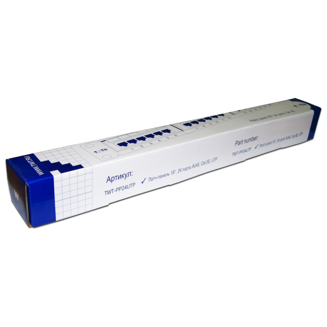 Патч-панель 24 порта, UTP, кат.5E, 1U, TWT-PP24UTP