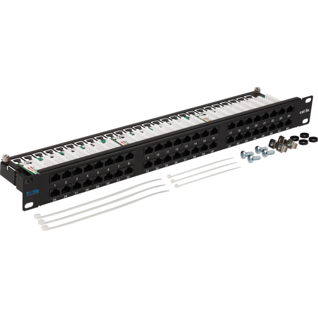 Патч-панель 48 портов, UTP, кат.5E, 1U, TWT-PP48/1U-U5E