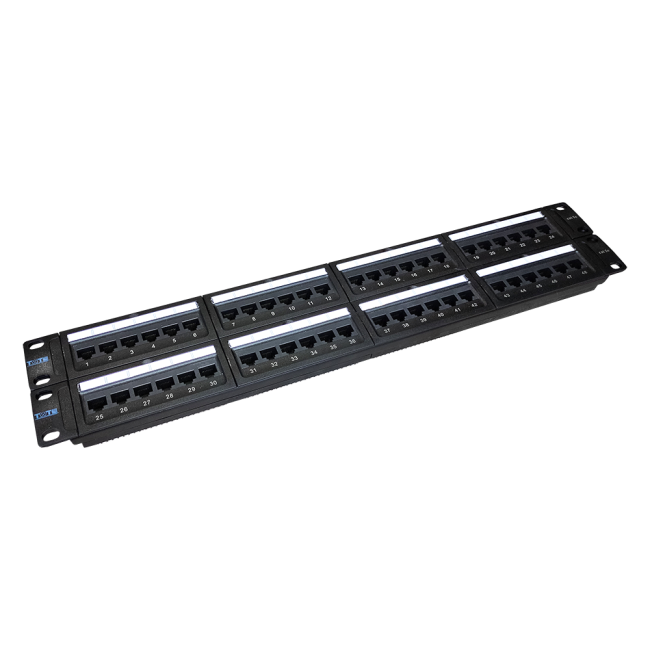 Патч-панель 48 портов, UTP, кат.5E, 2U, TWT-PP48UTP
