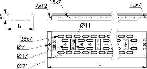Лоток перфорированный 300х50 L3000 DKC 35265