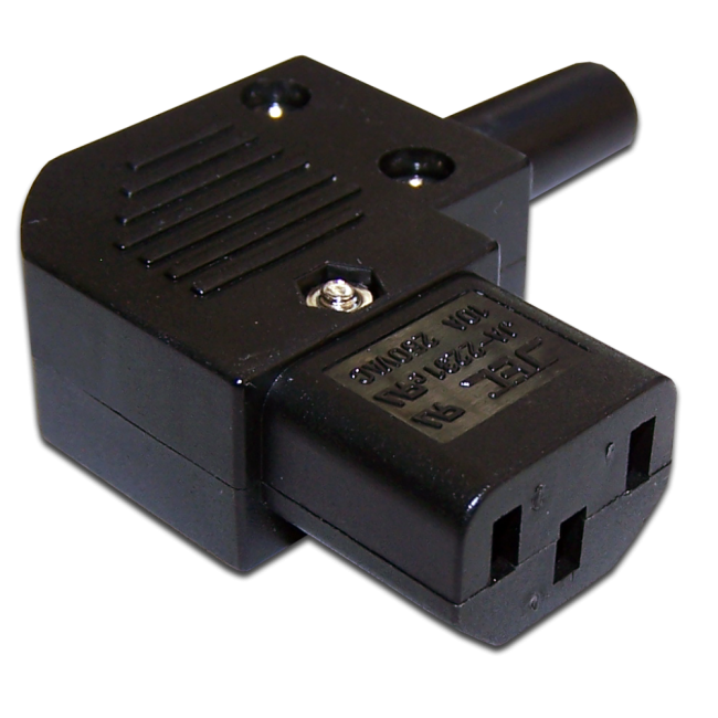 Вилка IEC 60320 C13, 10A, 250V, угловая, разборная, черная, Lanmaster LAN-IEC-320-C13/90