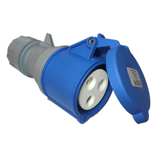 Вилка IEC 309 однофазная, мама, 32A, 250V, разборная, синяя, Lanmaster LAN-IEC-309-32A1P/F
