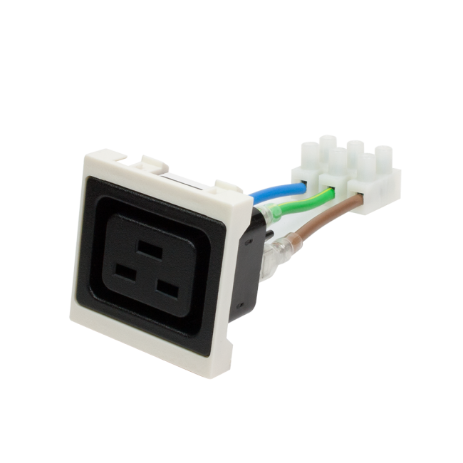 Гнездо IEC 60320 C19, 16A, 250V, формата Mosaic, 45x45 мм, Lanmaster LAN-SIP-23IEC-C19